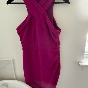 Fuchsia Cross-Back Sheath Dress